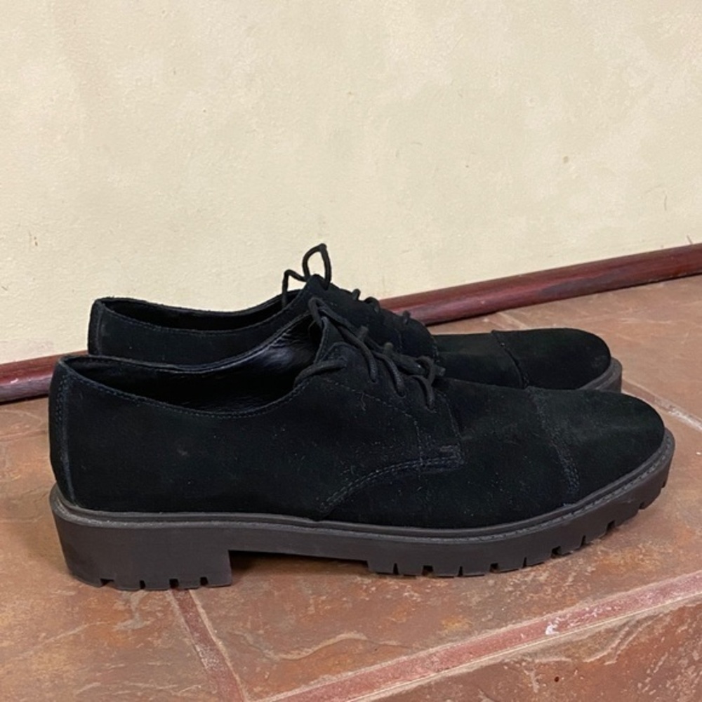 Lucky Brand Ibira Oxford Platform Boots - 9.5 M - Black Genuine Suede Leather